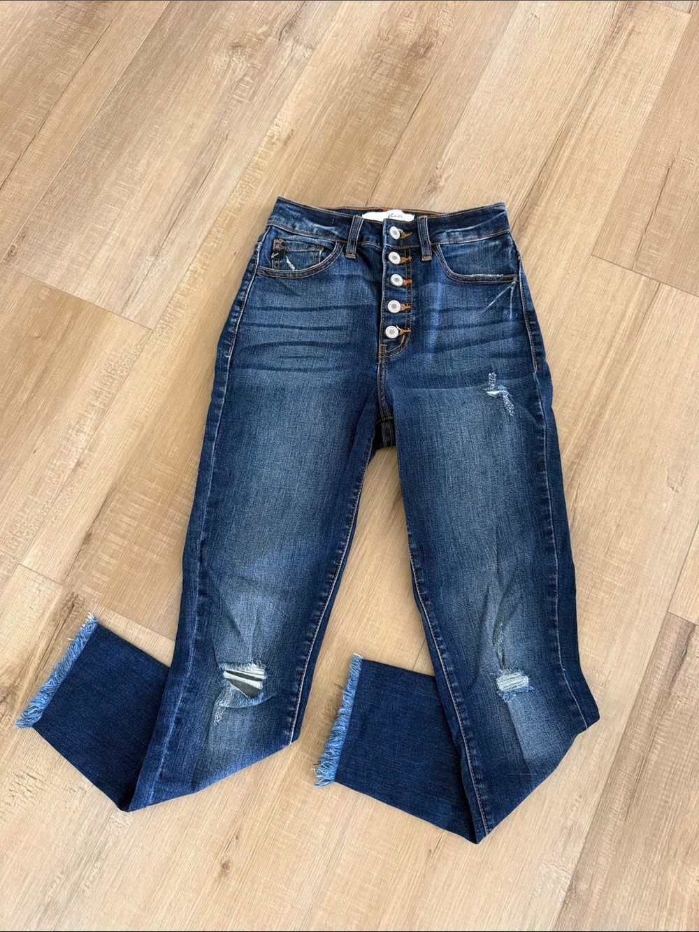 Kancan Dark Blue High-Rise Button-Fly Jeans